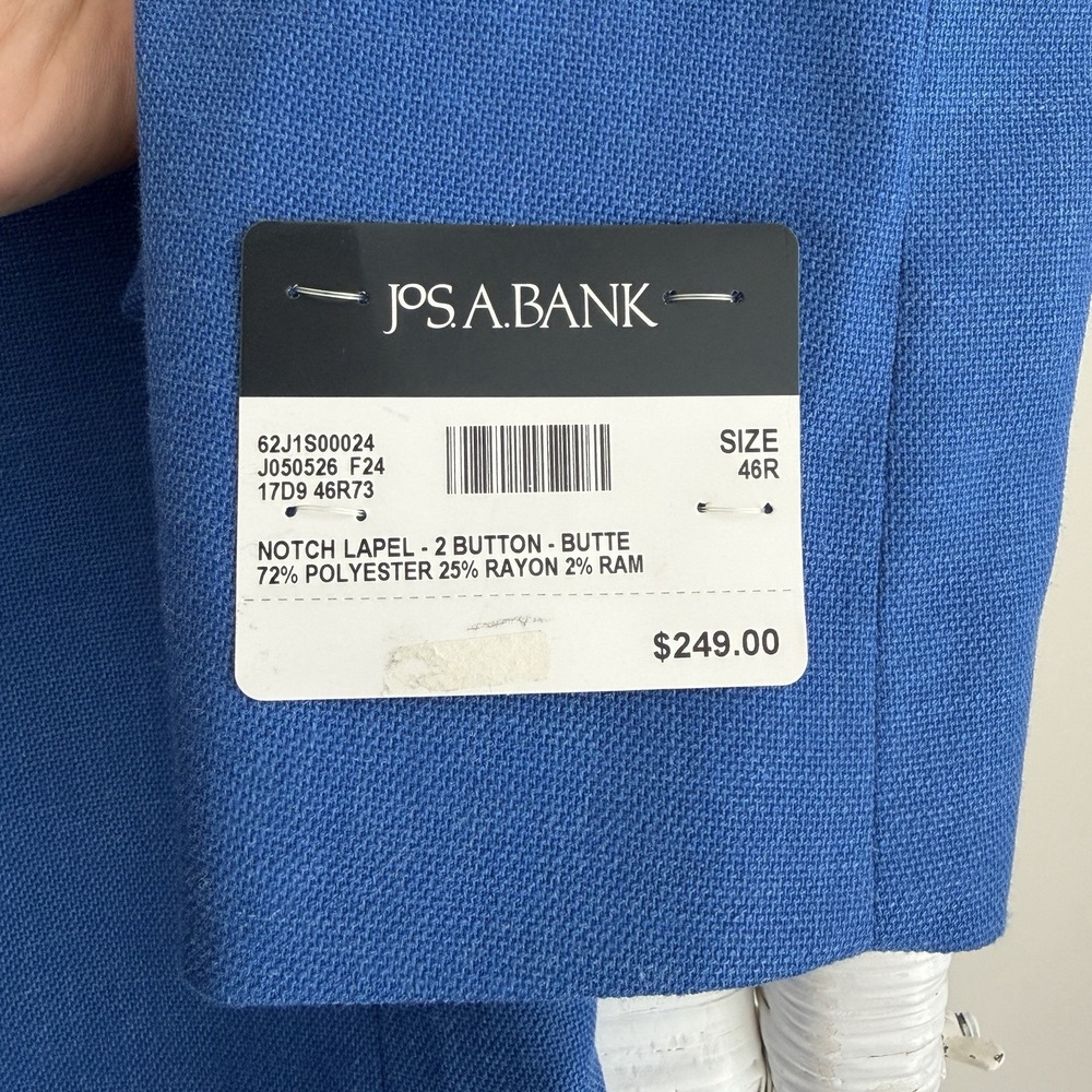 Jos A Bank Blazer Mens 46R Blue Stretch Tailored Fit Sport Coat Dinner Jacket - Picture 5 of 15